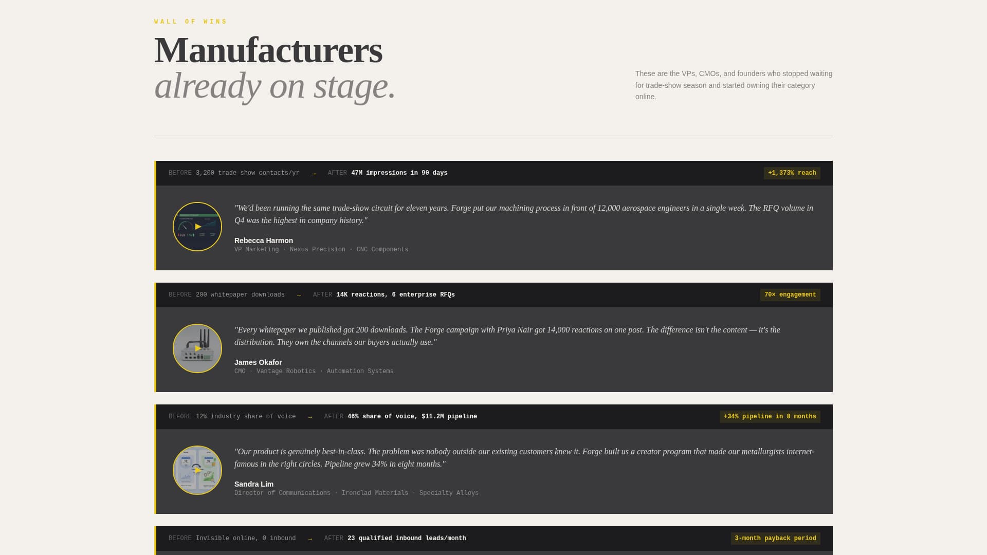 Forge - Bold Manufacturing Landing Page Template