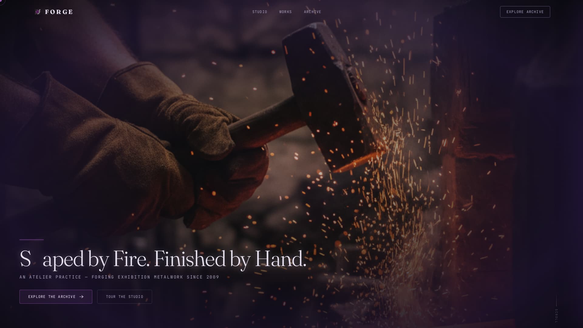 Forge - Immersive Metalsmith Landing Page Template