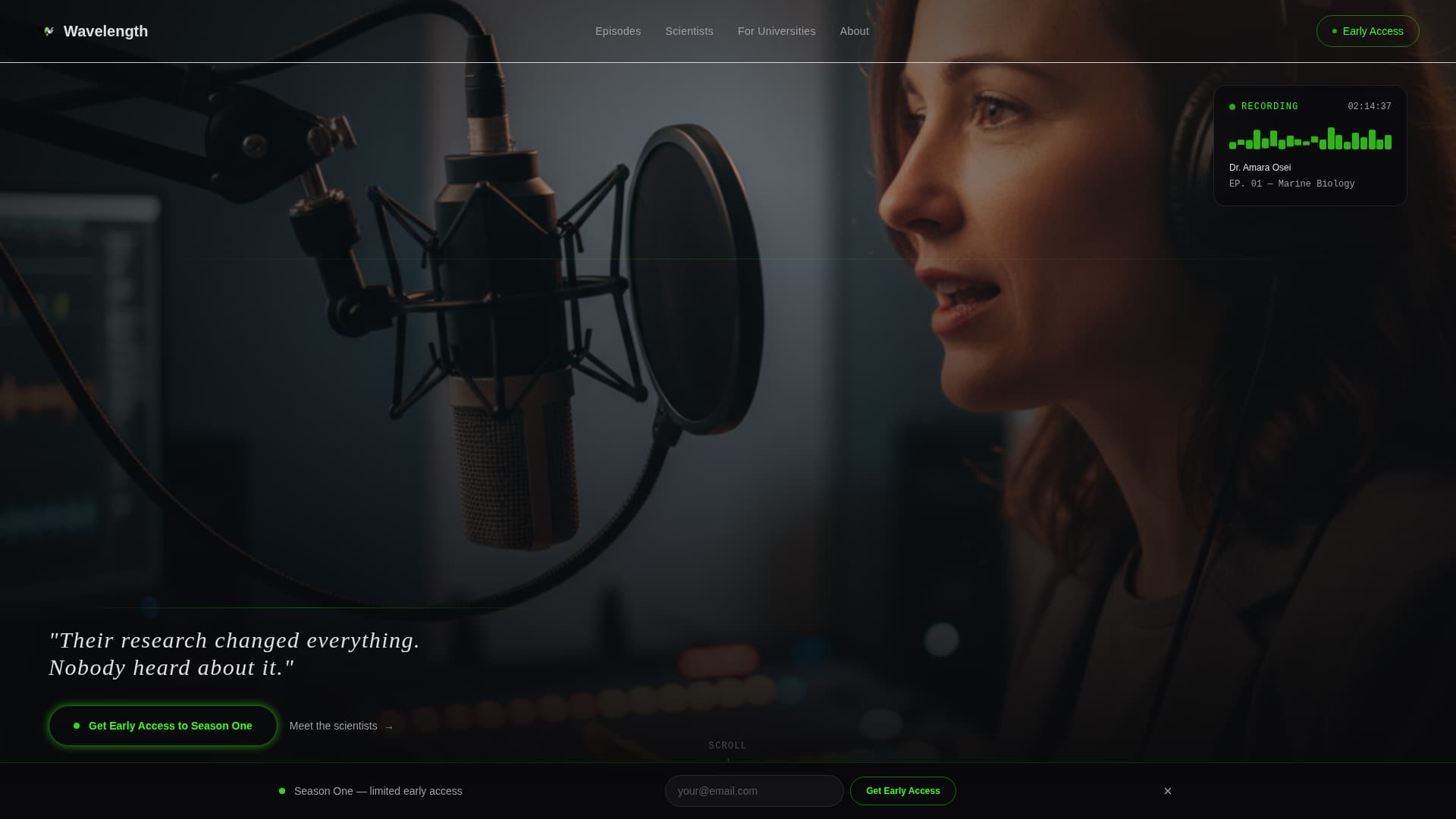 Wavelength - Cinematic Science Landing Page Template