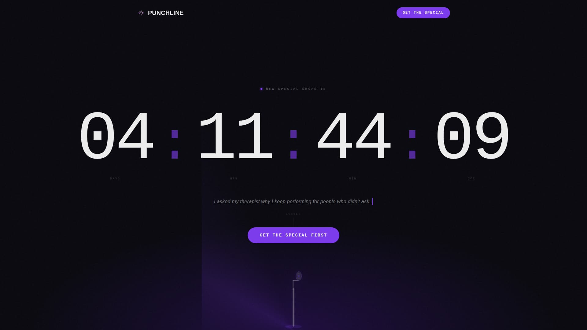 Punchline - Electrifying Comedian Landing Page Template