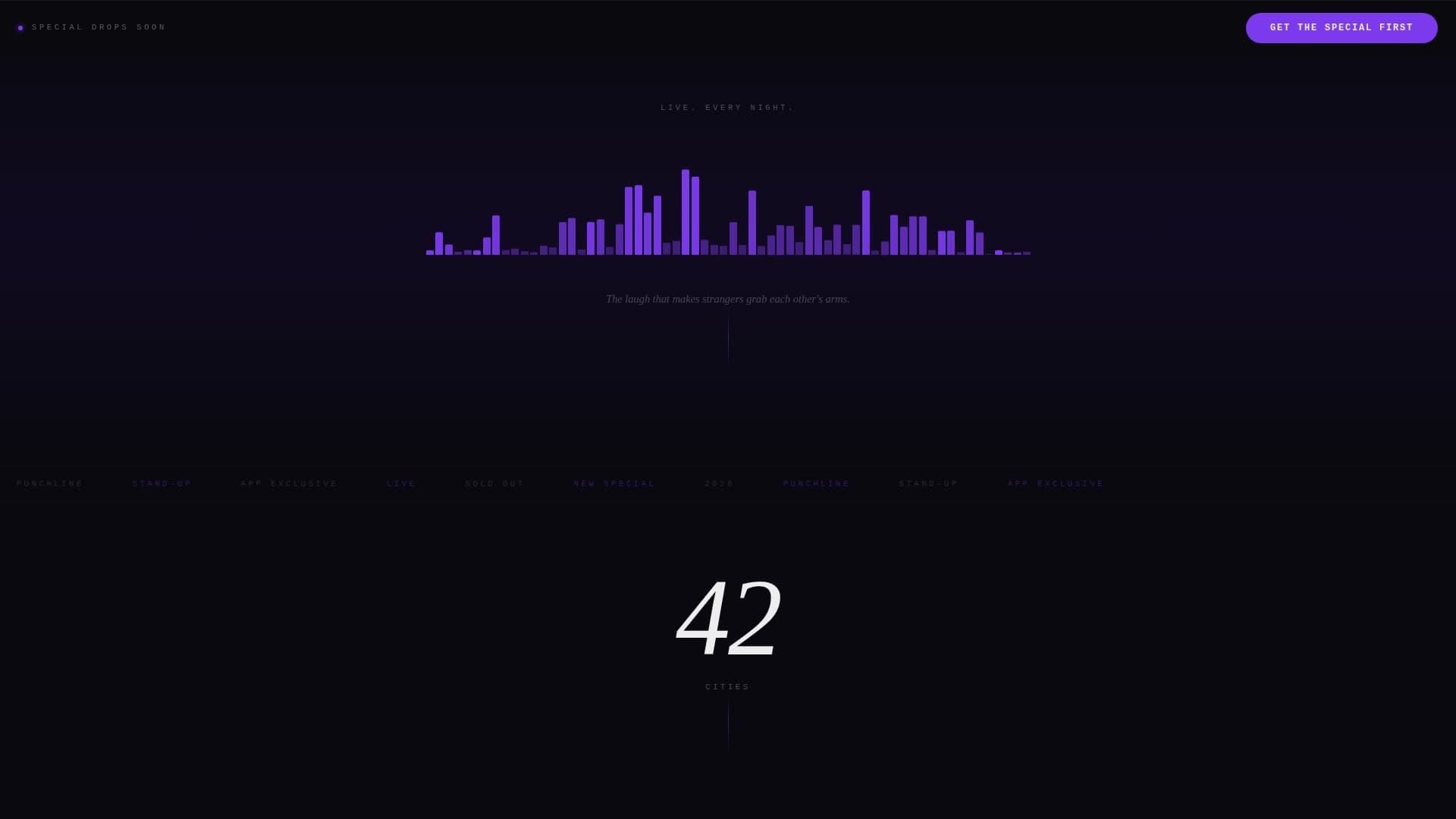 Punchline - Electrifying Comedian Landing Page Template