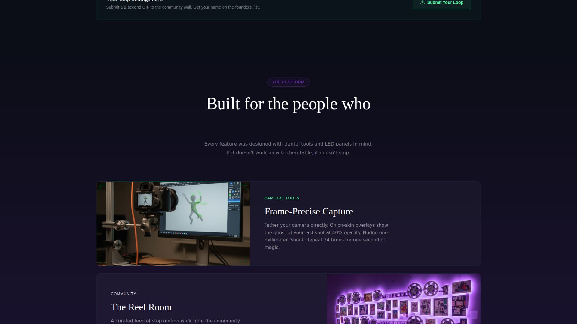 Frames - Immersive Stopmotion Landing Page Template