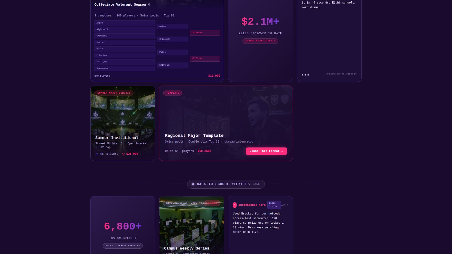 Bracket - Electrifying Tournament Landing Page Template