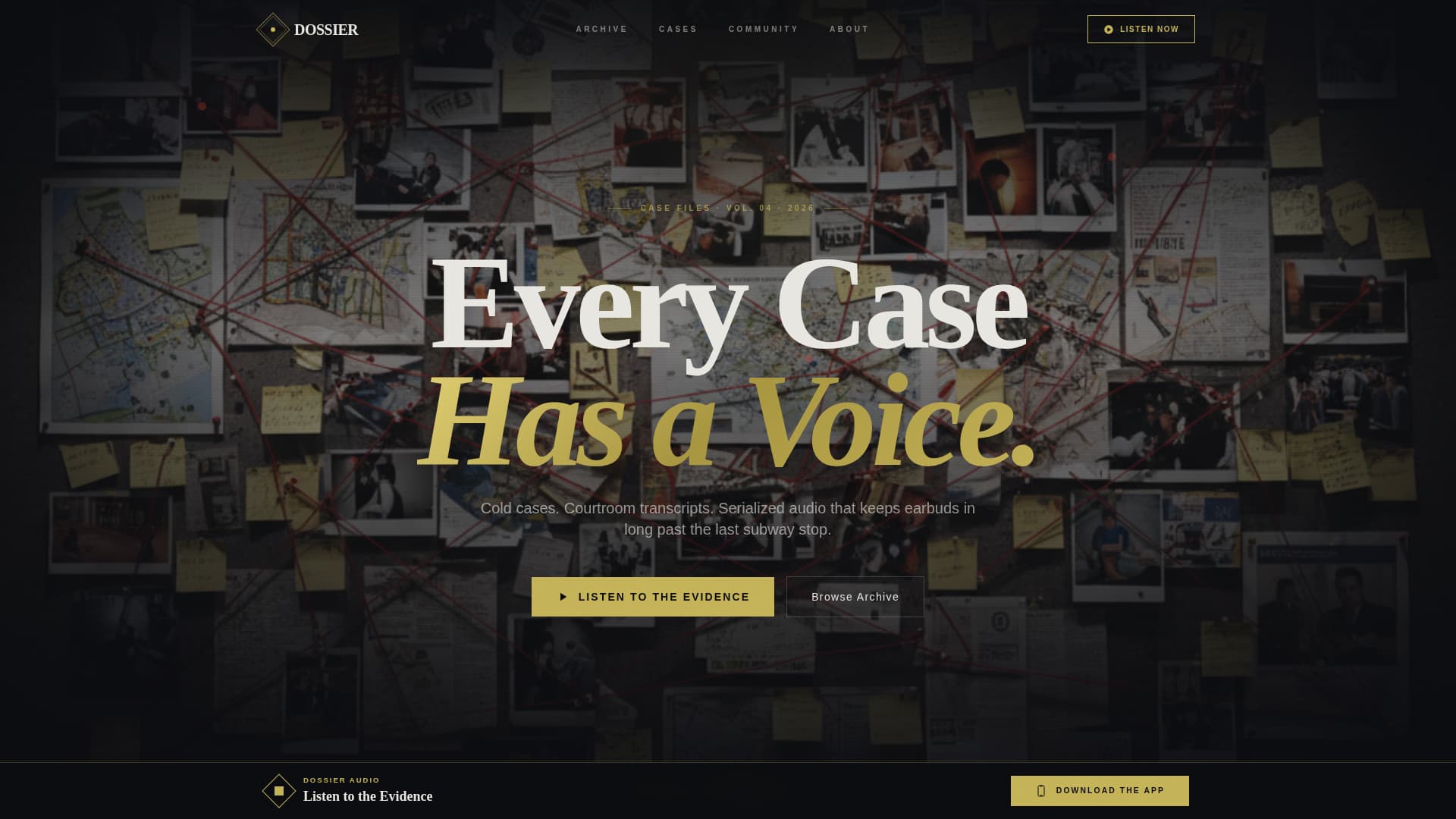 Dossier - Compelling Truecrime Landing Page Template