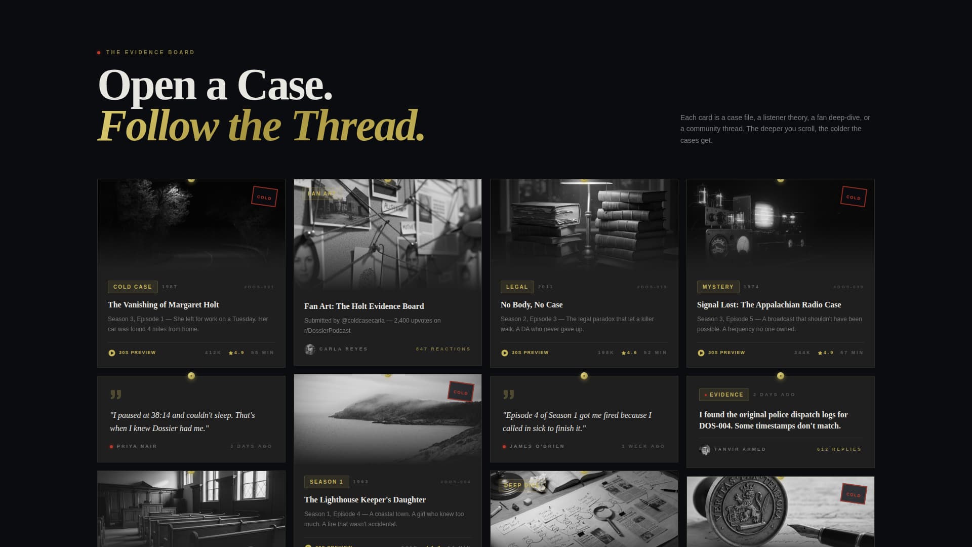 Dossier - Compelling Truecrime Landing Page Template