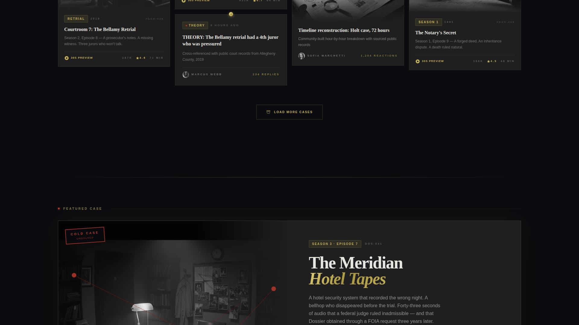 Dossier - Compelling Truecrime Landing Page Template