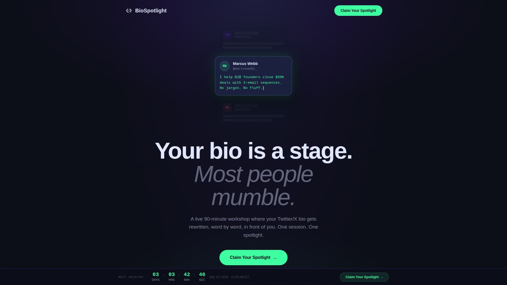 Spotlight - Magnetic Bio Landing Page Template