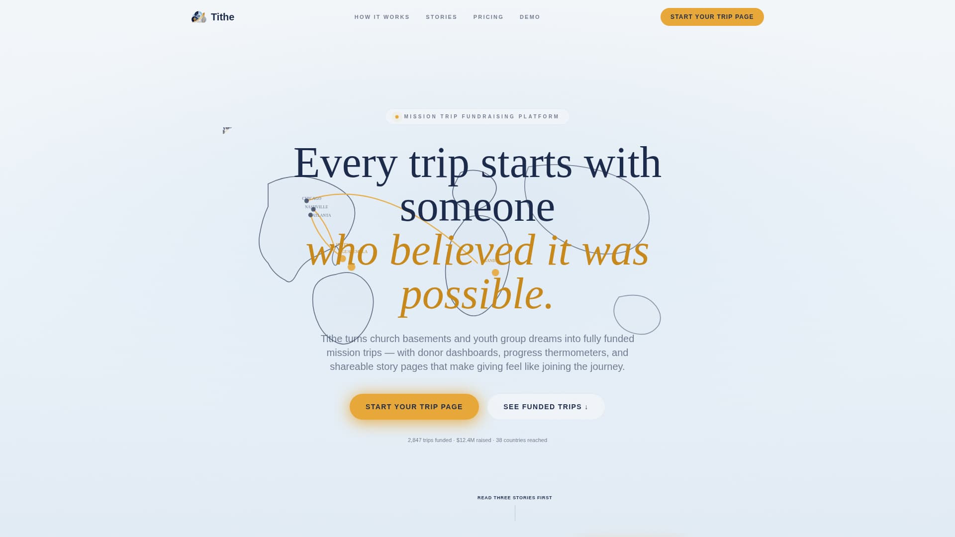 Tithe - Inspiring Missiontrip Landing Page Template