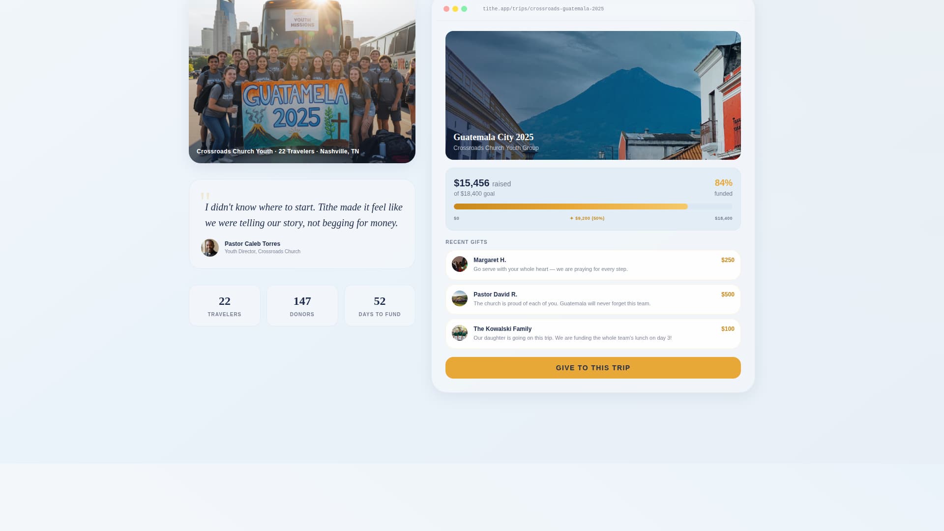 Tithe - Inspiring Missiontrip Landing Page Template