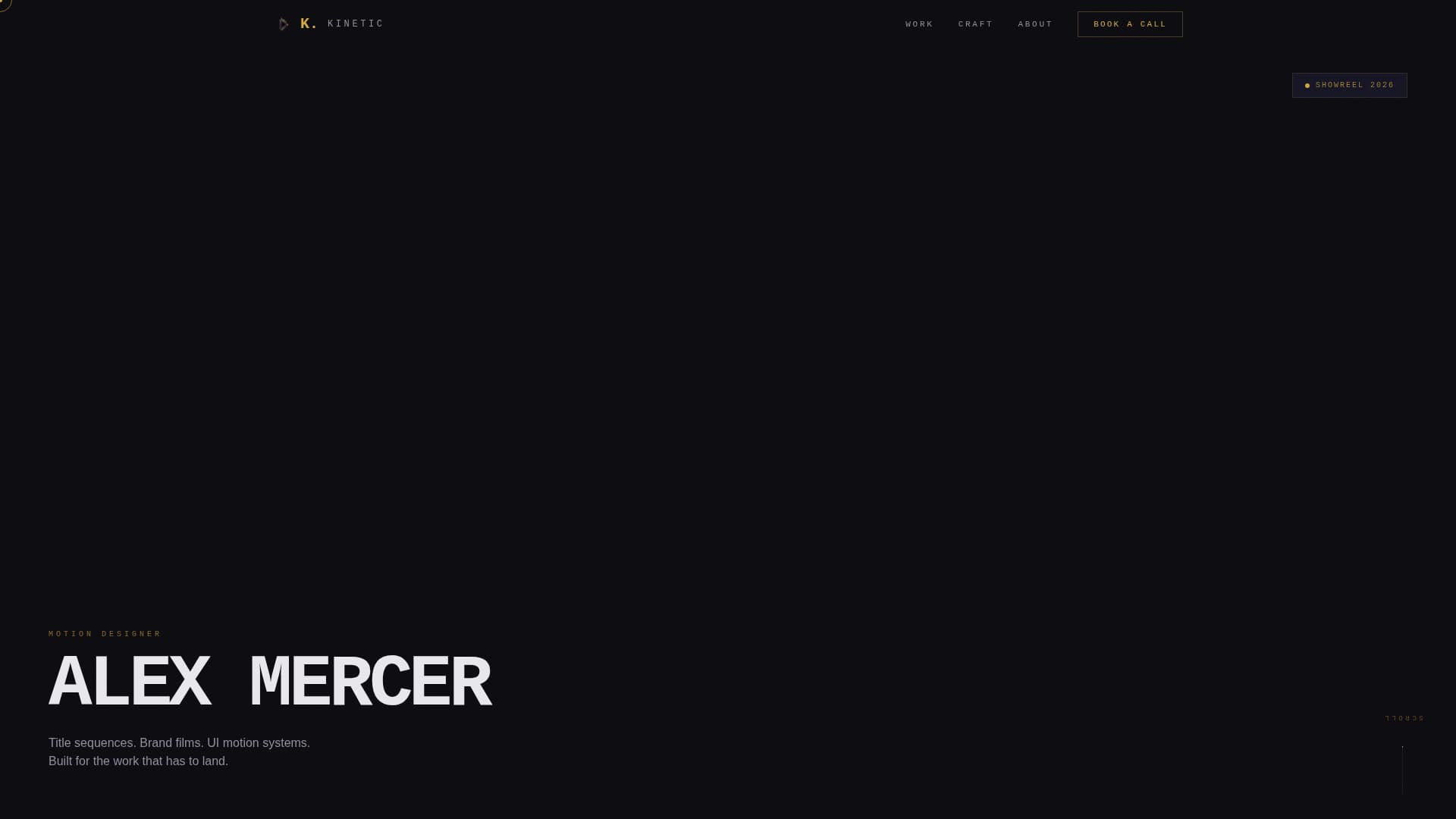Kinetic - Immersive Motiondesigner Landing Page Template