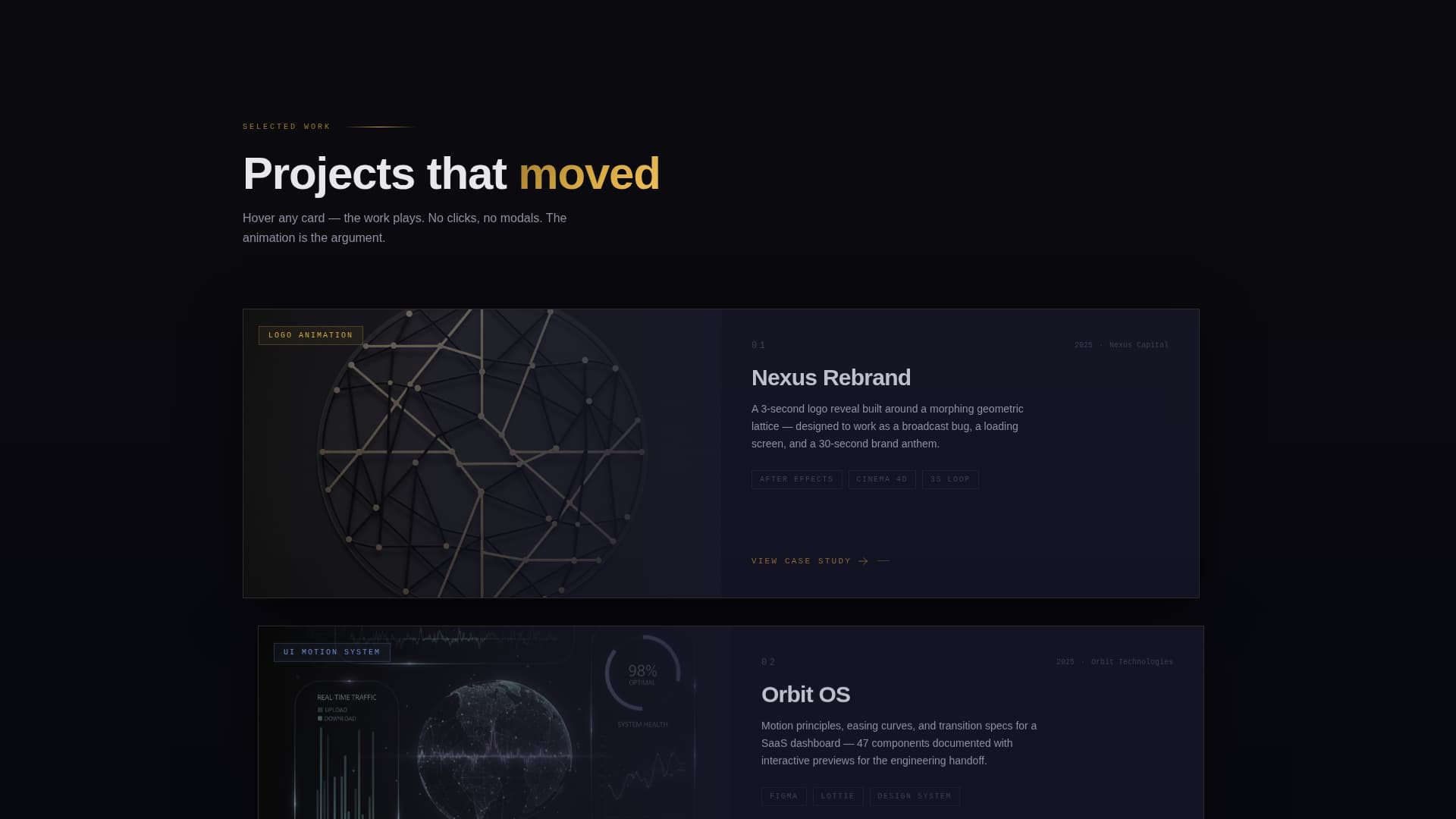 Kinetic - Immersive Motiondesigner Landing Page Template