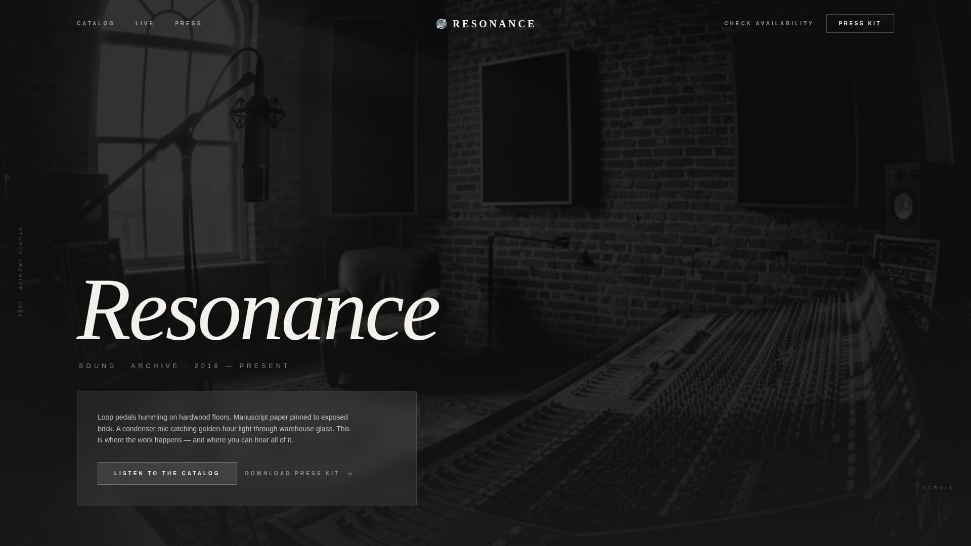 Resonance - Immersive Musician Landing Page Template