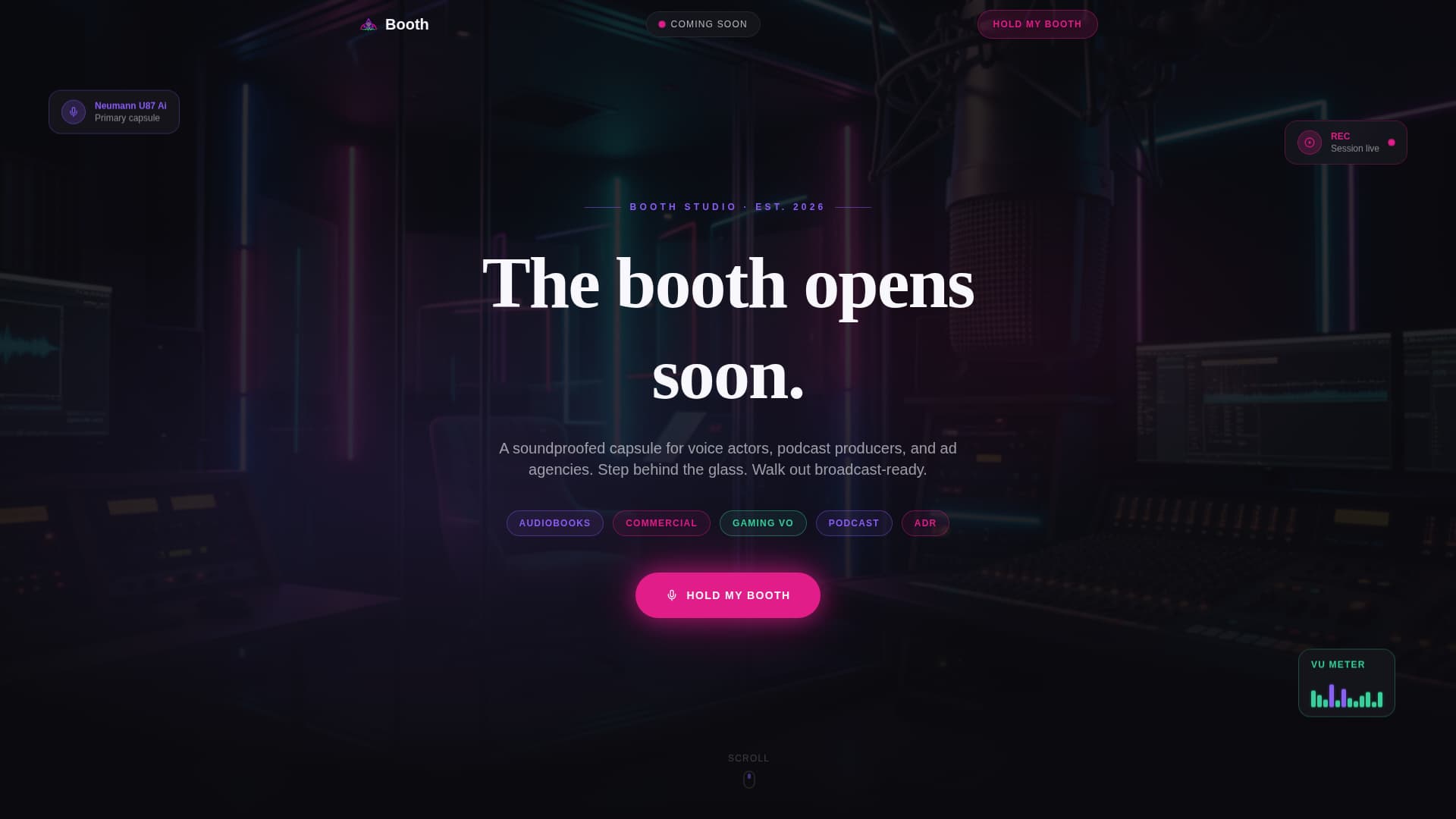 Booth - Electrifying Voiceover Landing Page Template