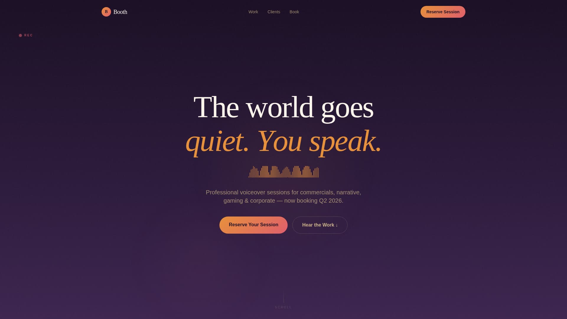 Booth - Immersive Voiceover Landing Page Template