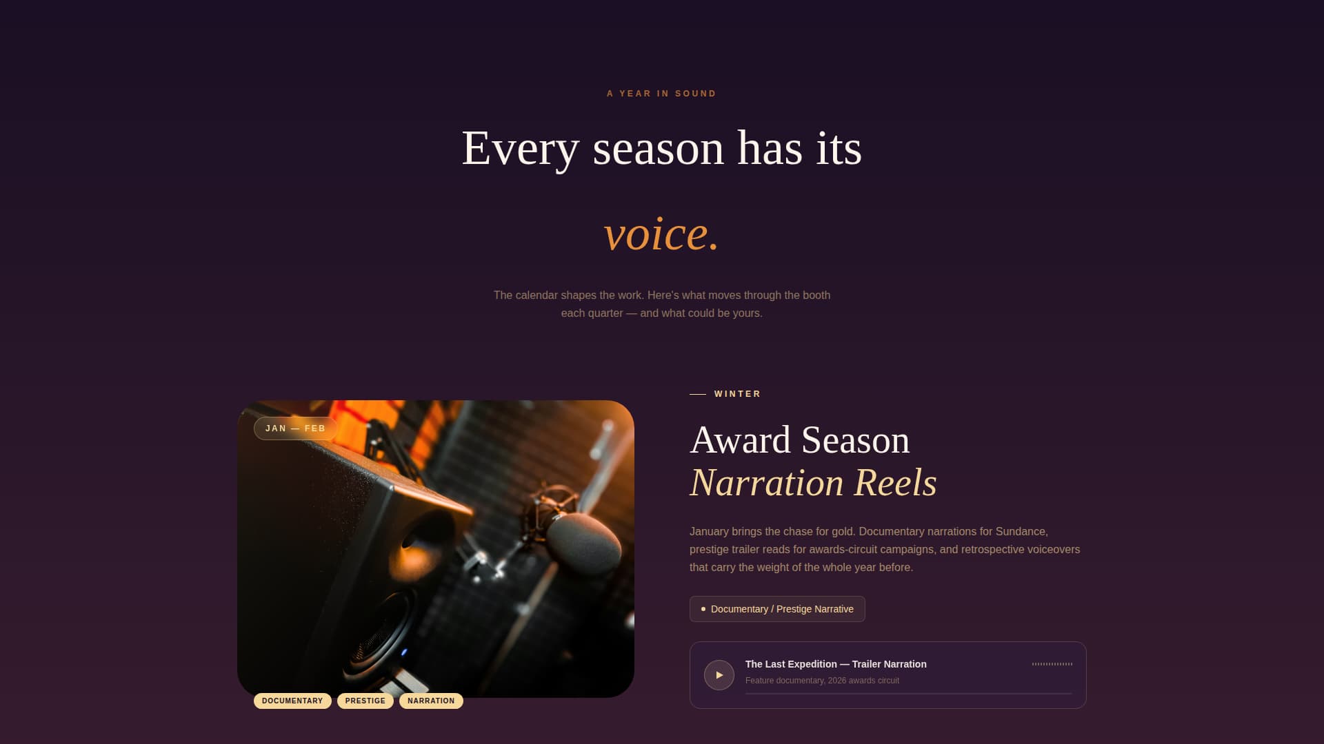 Booth - Immersive Voiceover Landing Page Template