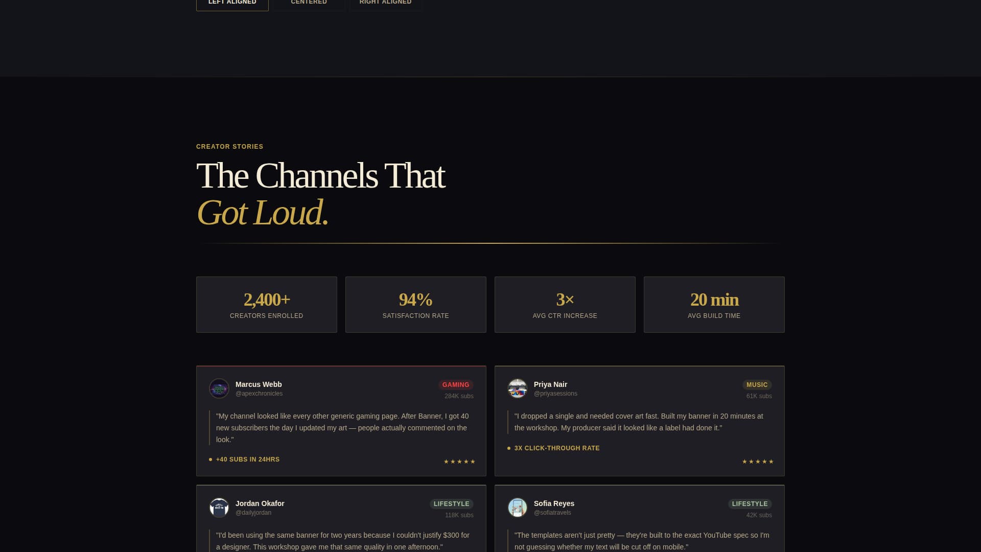 Banner - Bold YouTube Landing Page Template