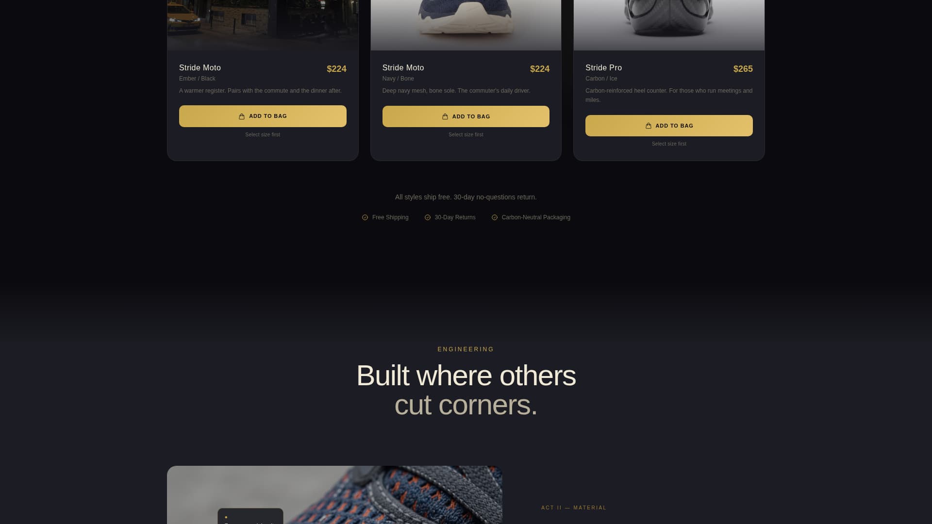 Stride - Cinematic Athleisure Landing Page Template