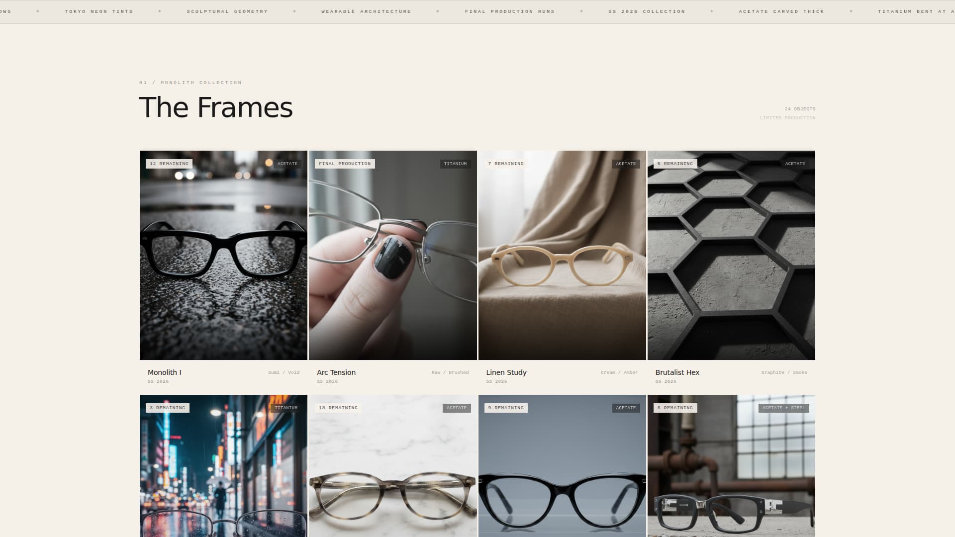 Frame - Avantgarde Eyewear Landing Page Template