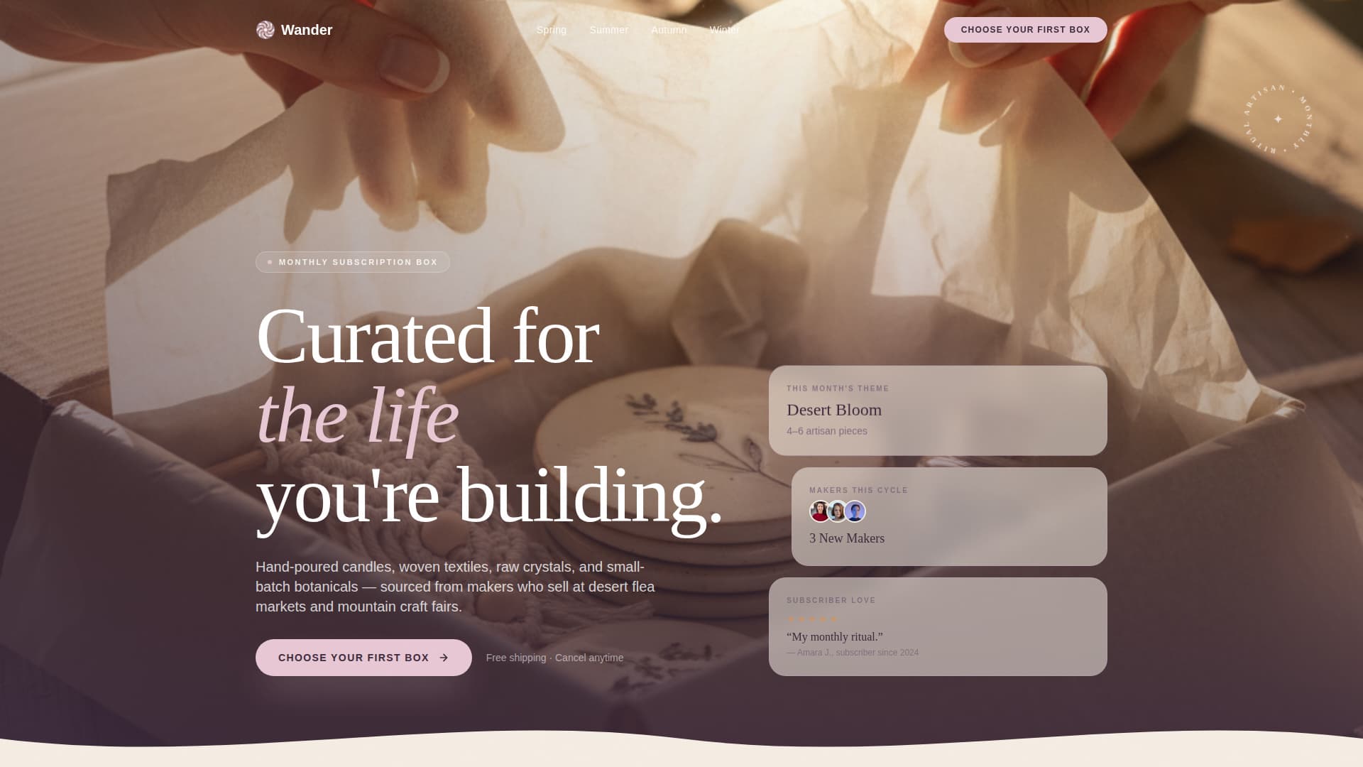 Wander - Enchanting Bohemian Landing Page Template