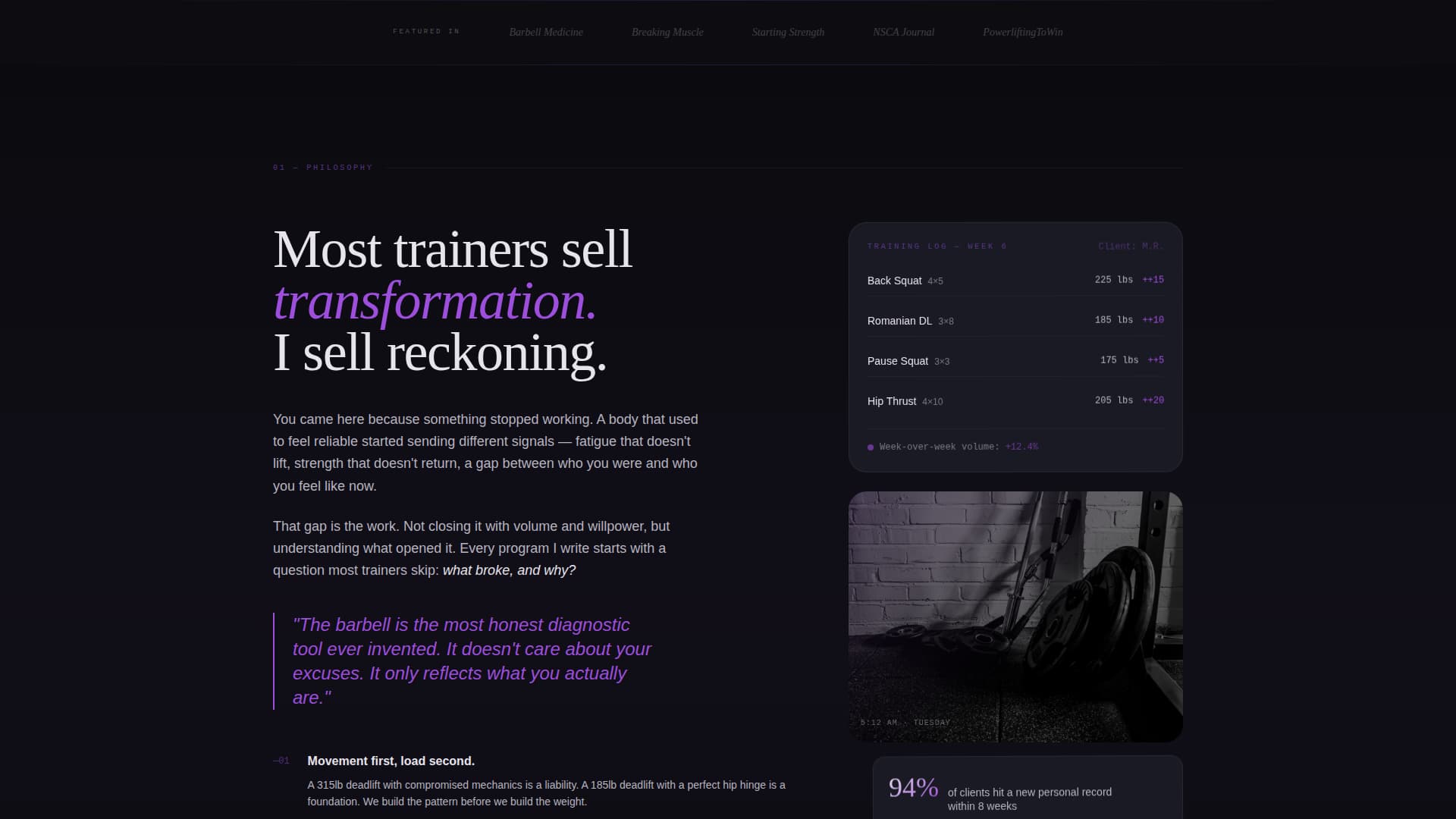 Personal Trainer Profile Advanced Professional Website Template