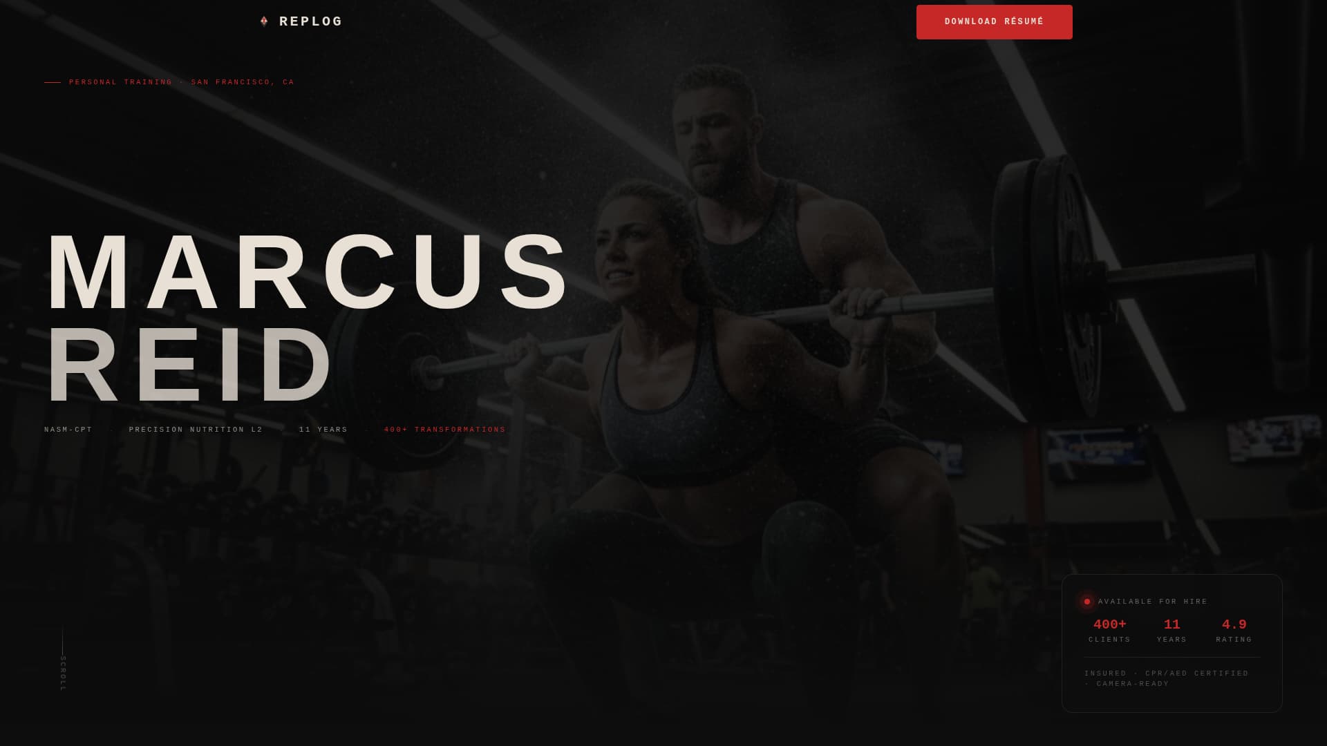 Personal Trainer Profile Careers Website Template
