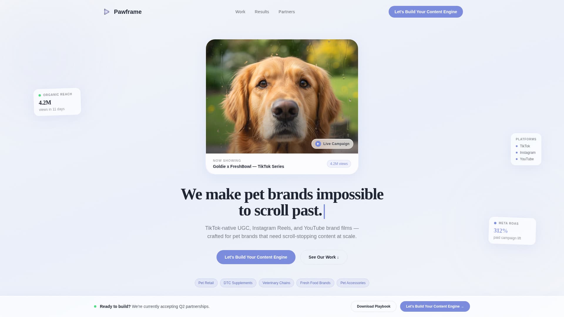 Pawframe - Scrollstopping Petbrand Landing Page Template