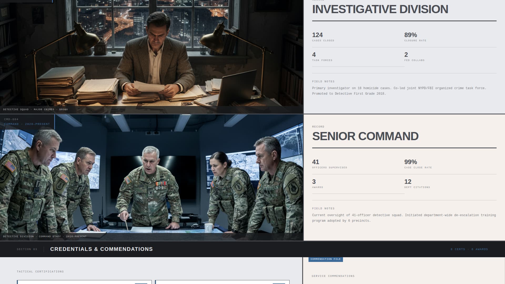 Police Officer Profile Careers Website Template
