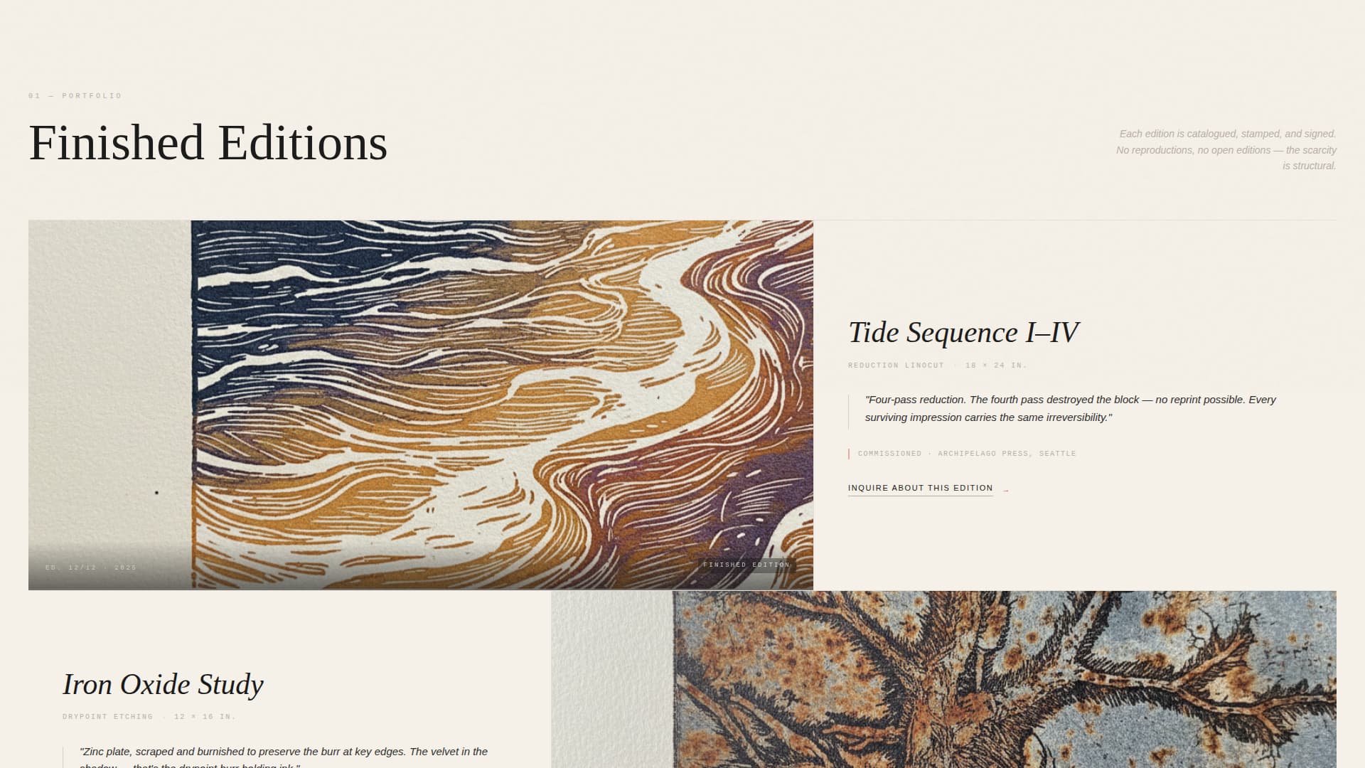 Printmaker Portfolio Specialist Professional Website Template