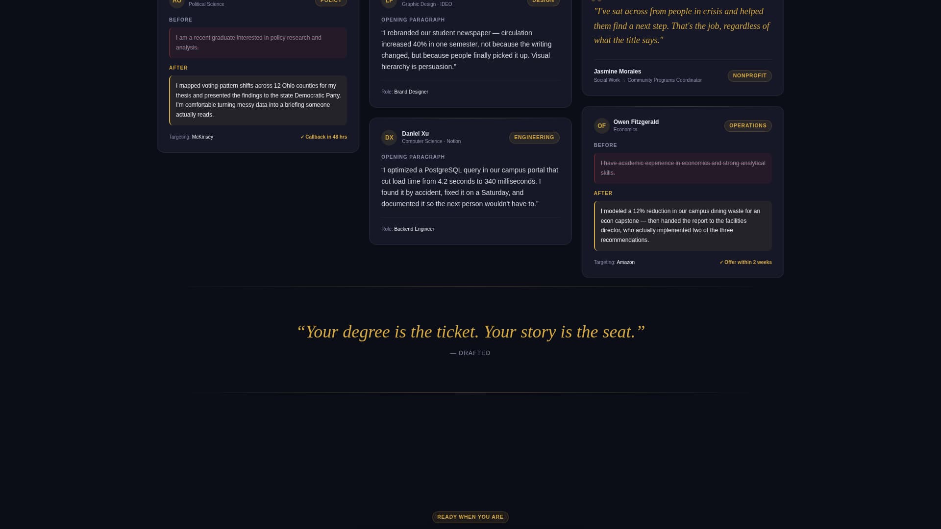 Drafted - Polished Graduate Landing Page Template
