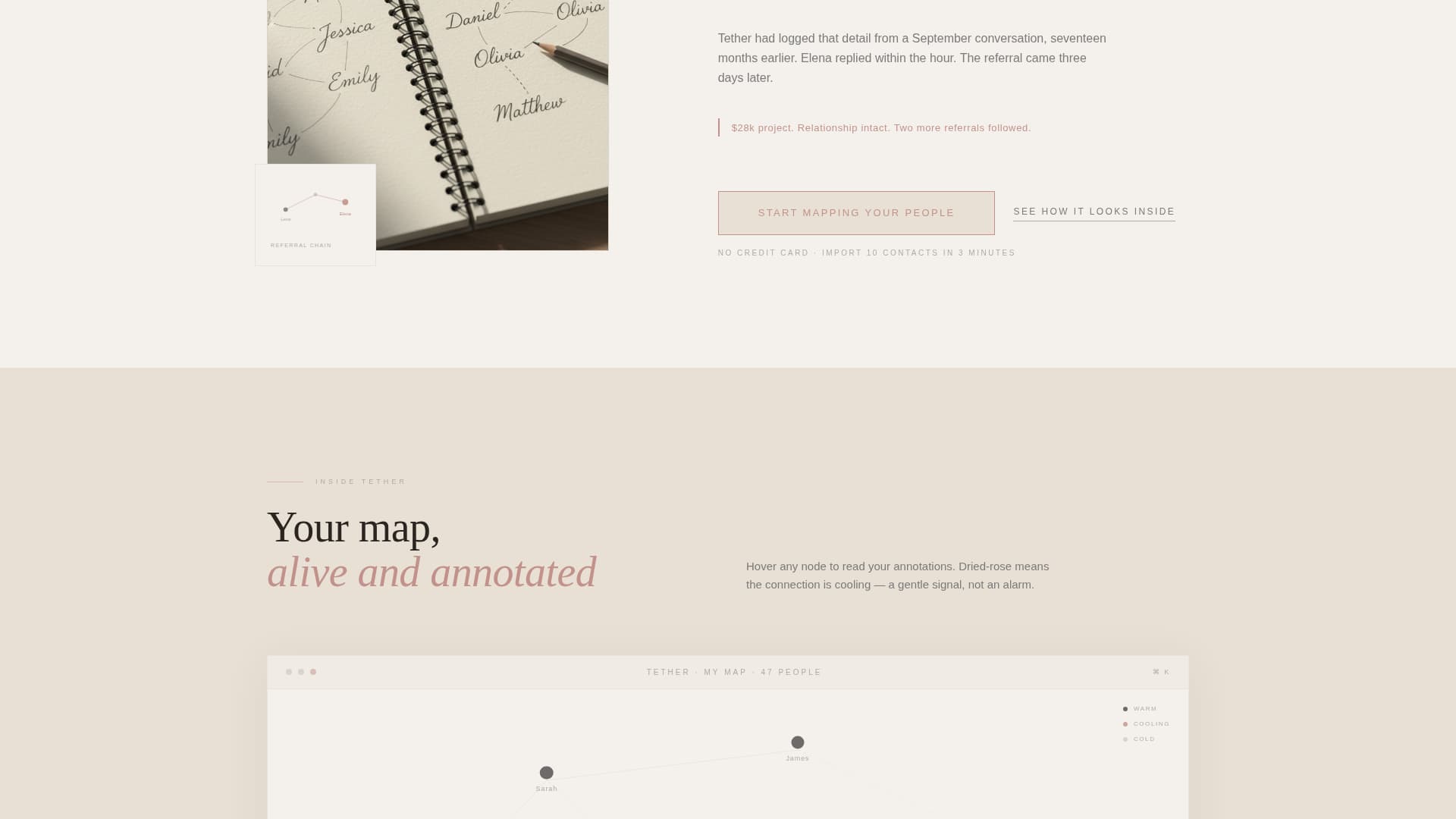 Tether - Intimate Relationshiptracker Landing Page Template