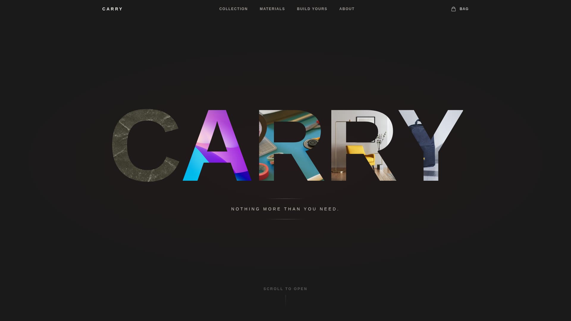 Carry - Brutalist Bag Landing Page Template