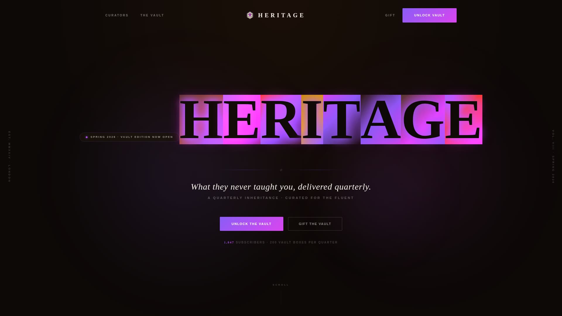Heritage - Immersive Subscription Landing Page Template