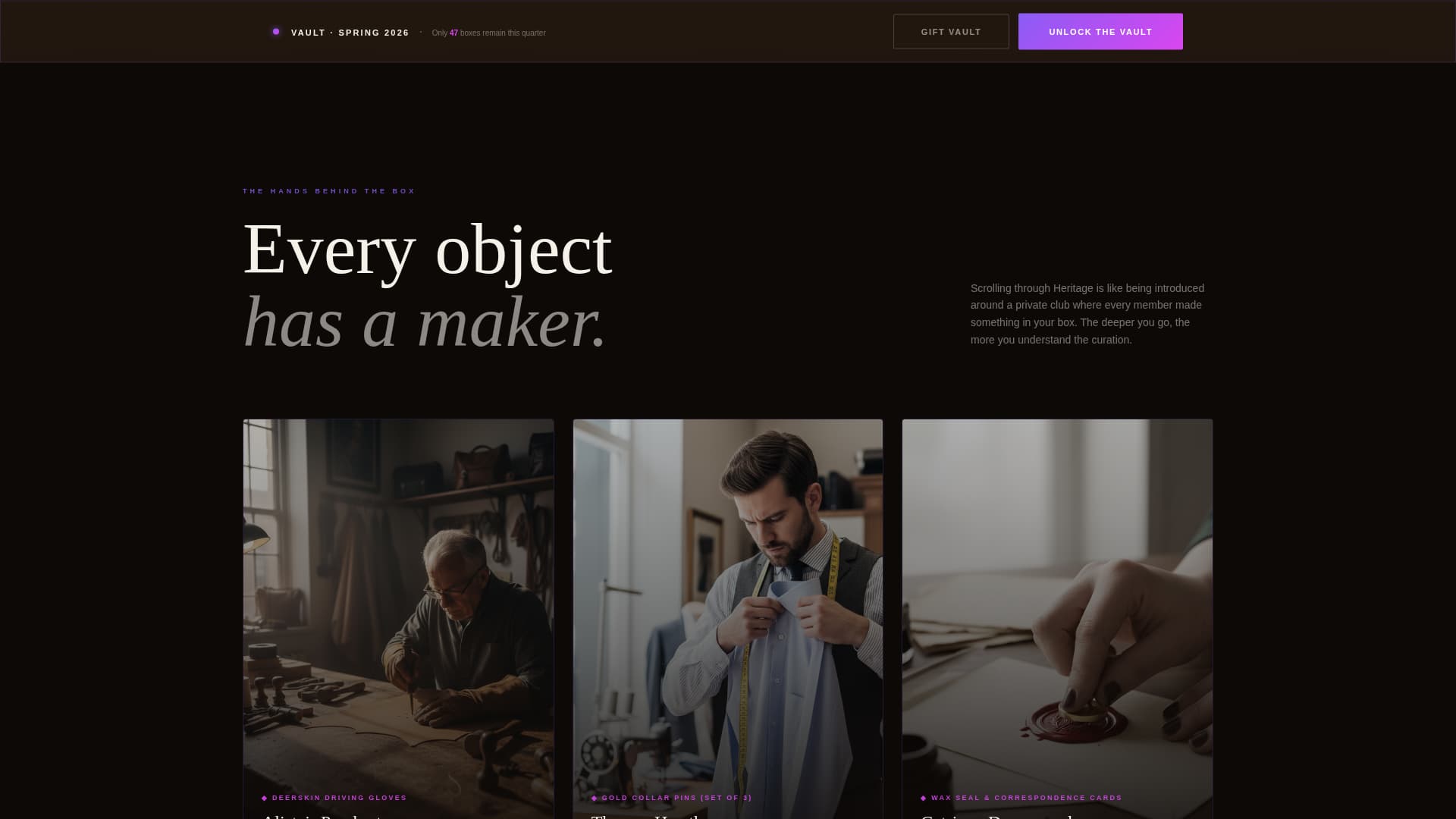 Heritage - Immersive Subscription Landing Page Template
