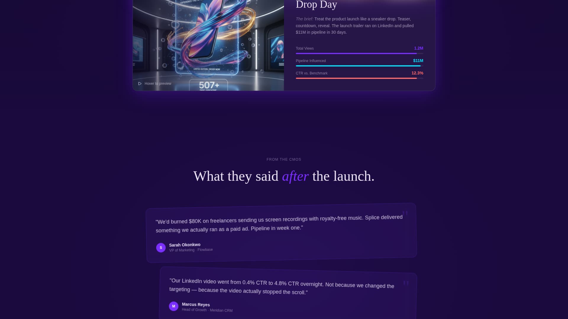 Splice - Cinematic SAAS Landing Page Template
