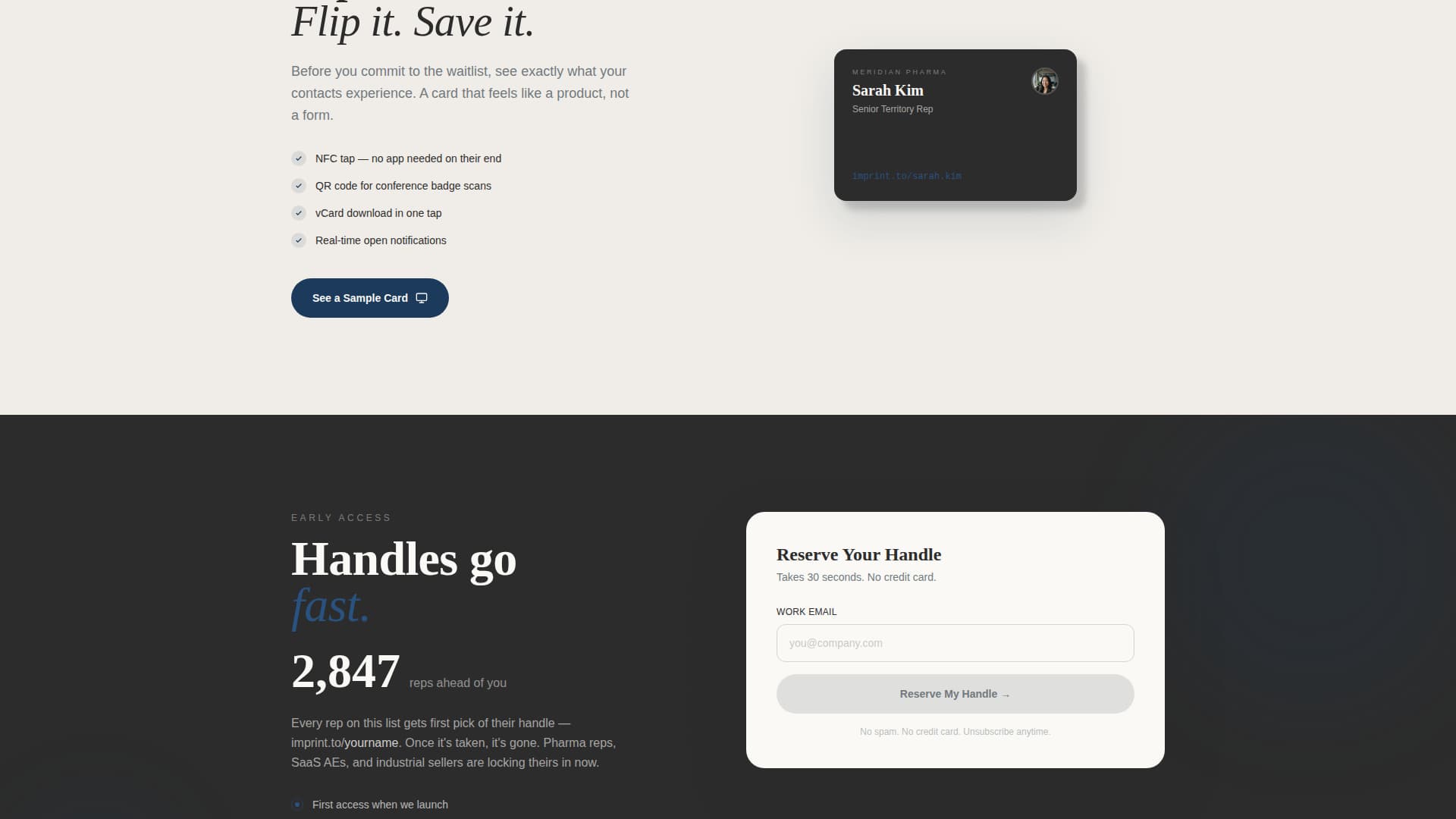 Imprint - Powerful Salesrep Landing Page Template