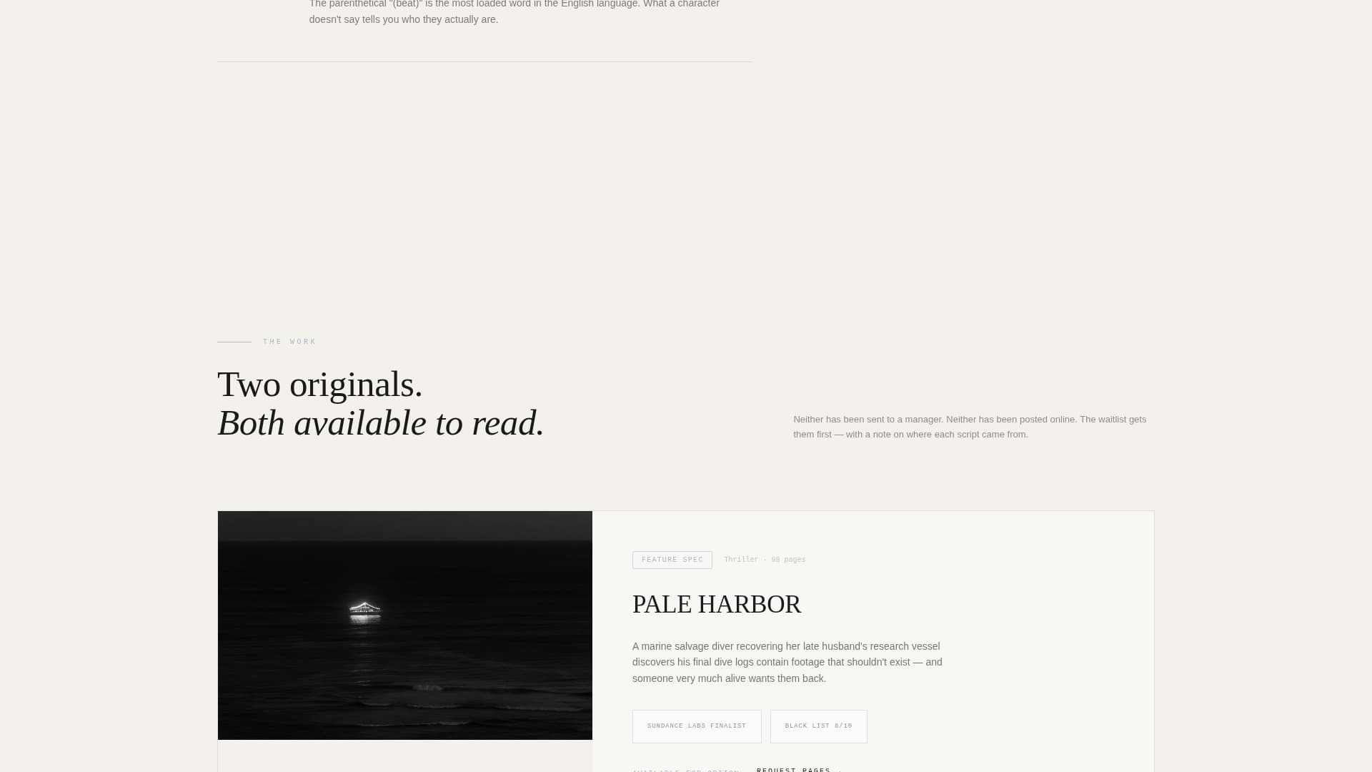 Draft - Cinematic Screenwriter Landing Page Template