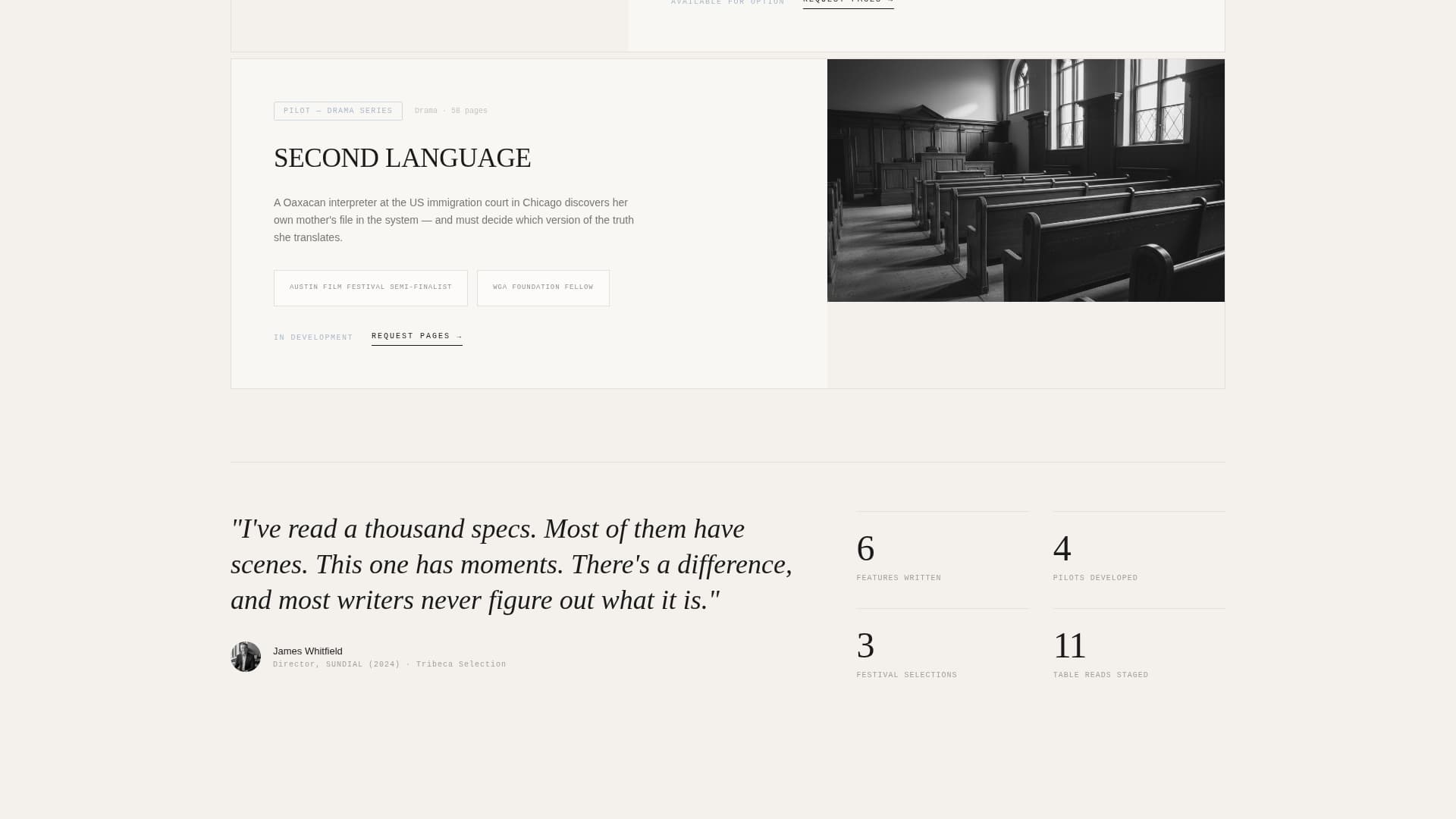 Draft - Cinematic Screenwriter Landing Page Template