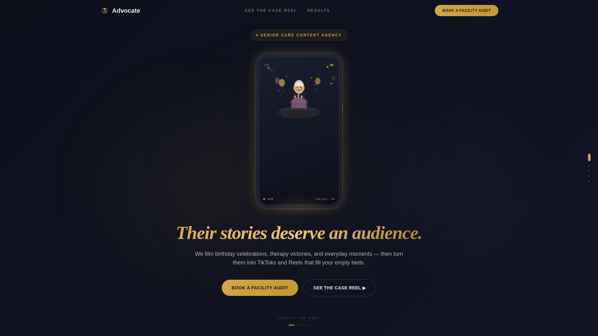 Advocate - Cinematic Seniorcare Landing Page Template