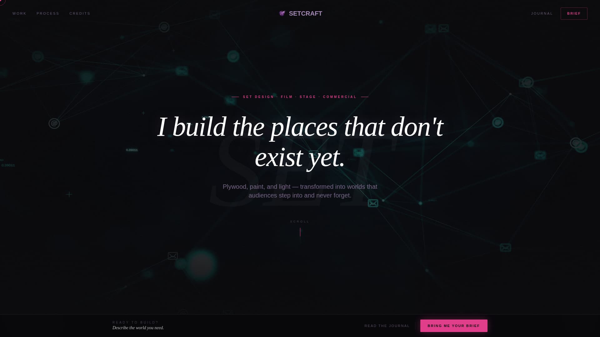 Setcraft - Immersive Setdesigner Landing Page Template