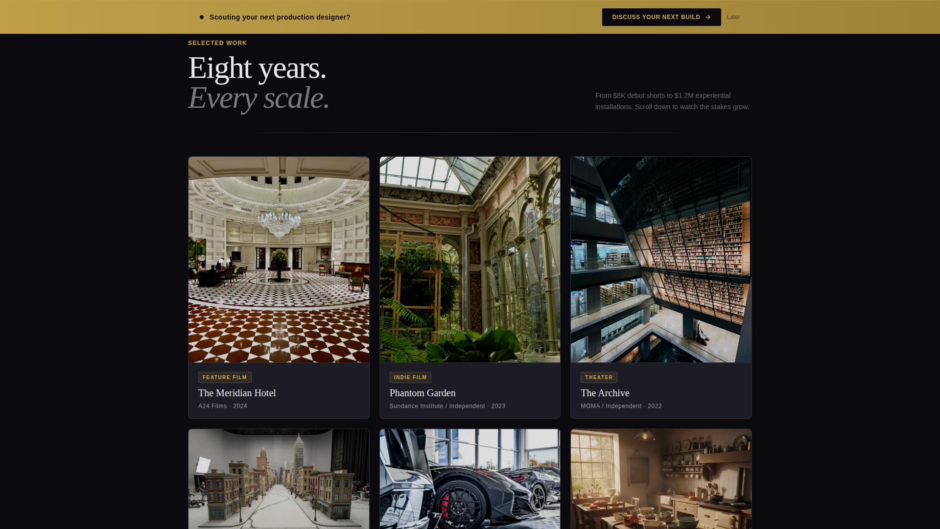 Stage - Cinematic Setdesigner Landing Page Template