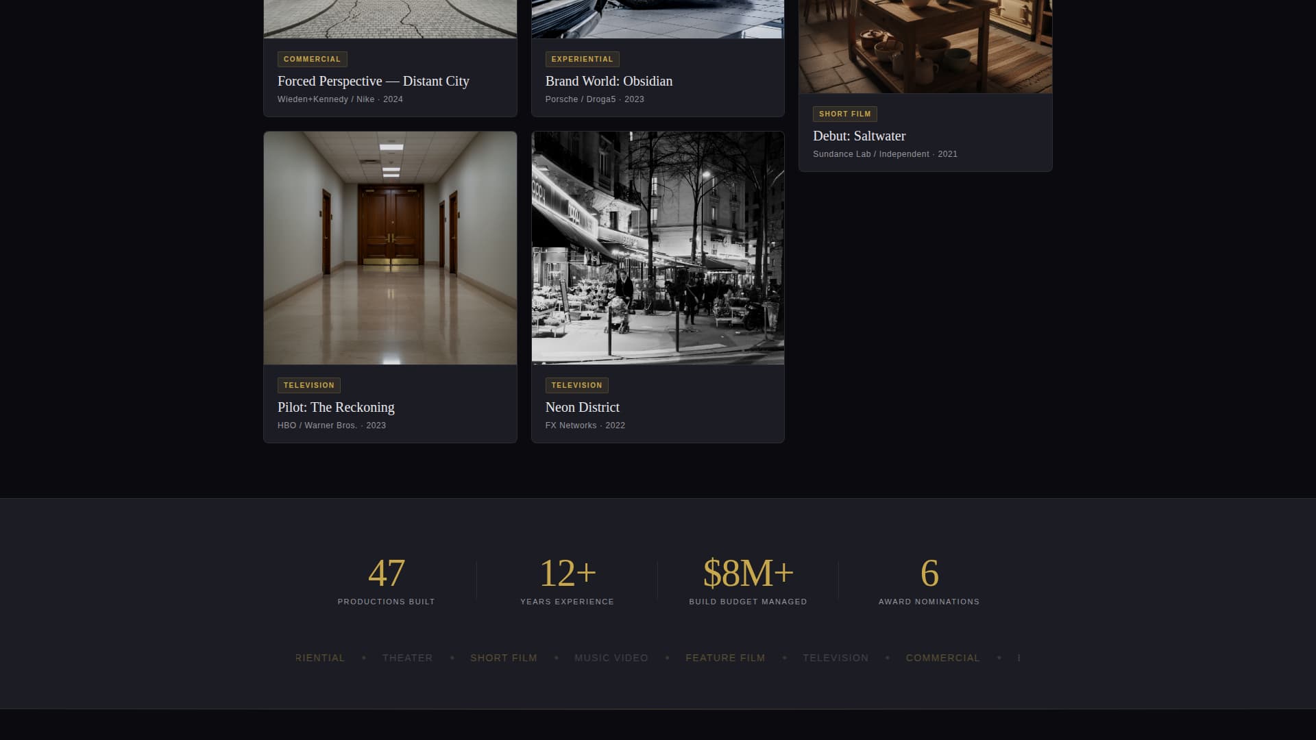 Stage - Cinematic Setdesigner Landing Page Template