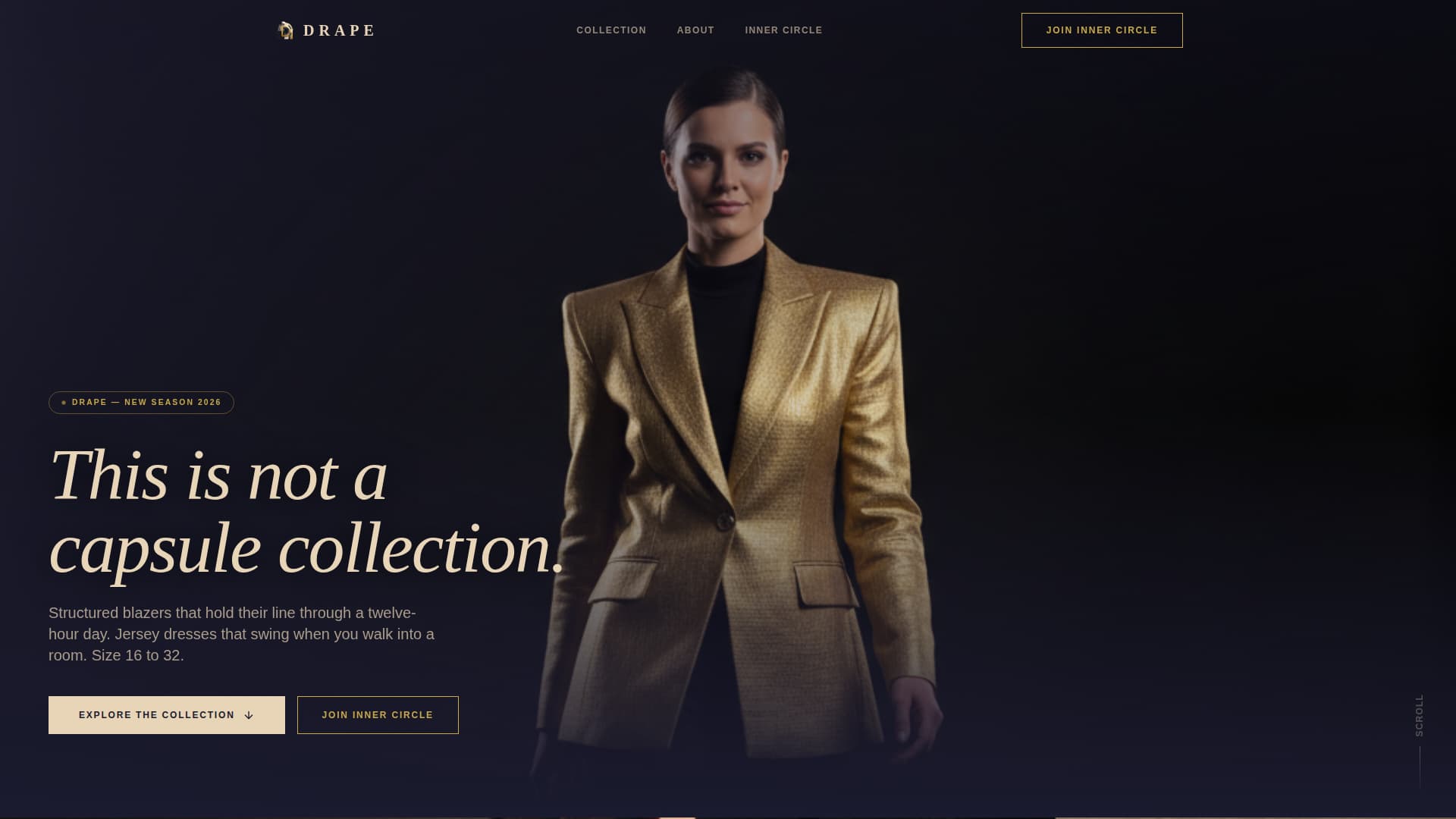 Drape - Luxurious Plussize Landing Page Template