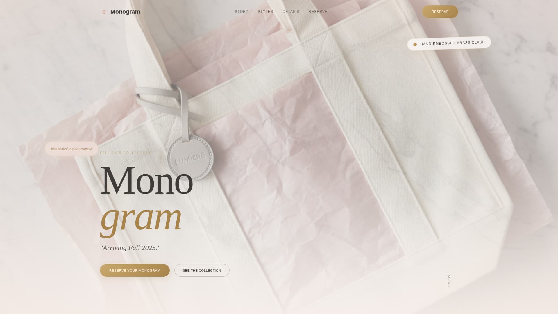 Monogram - Elegant Bag Landing Page Template