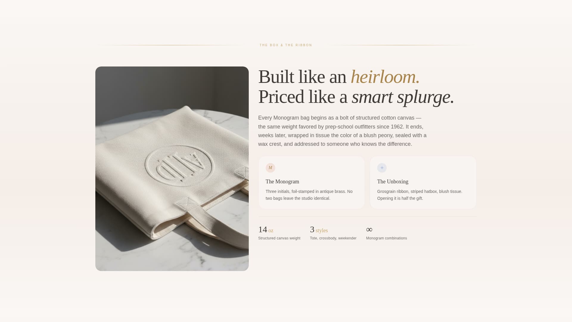 Monogram - Elegant Bag Landing Page Template