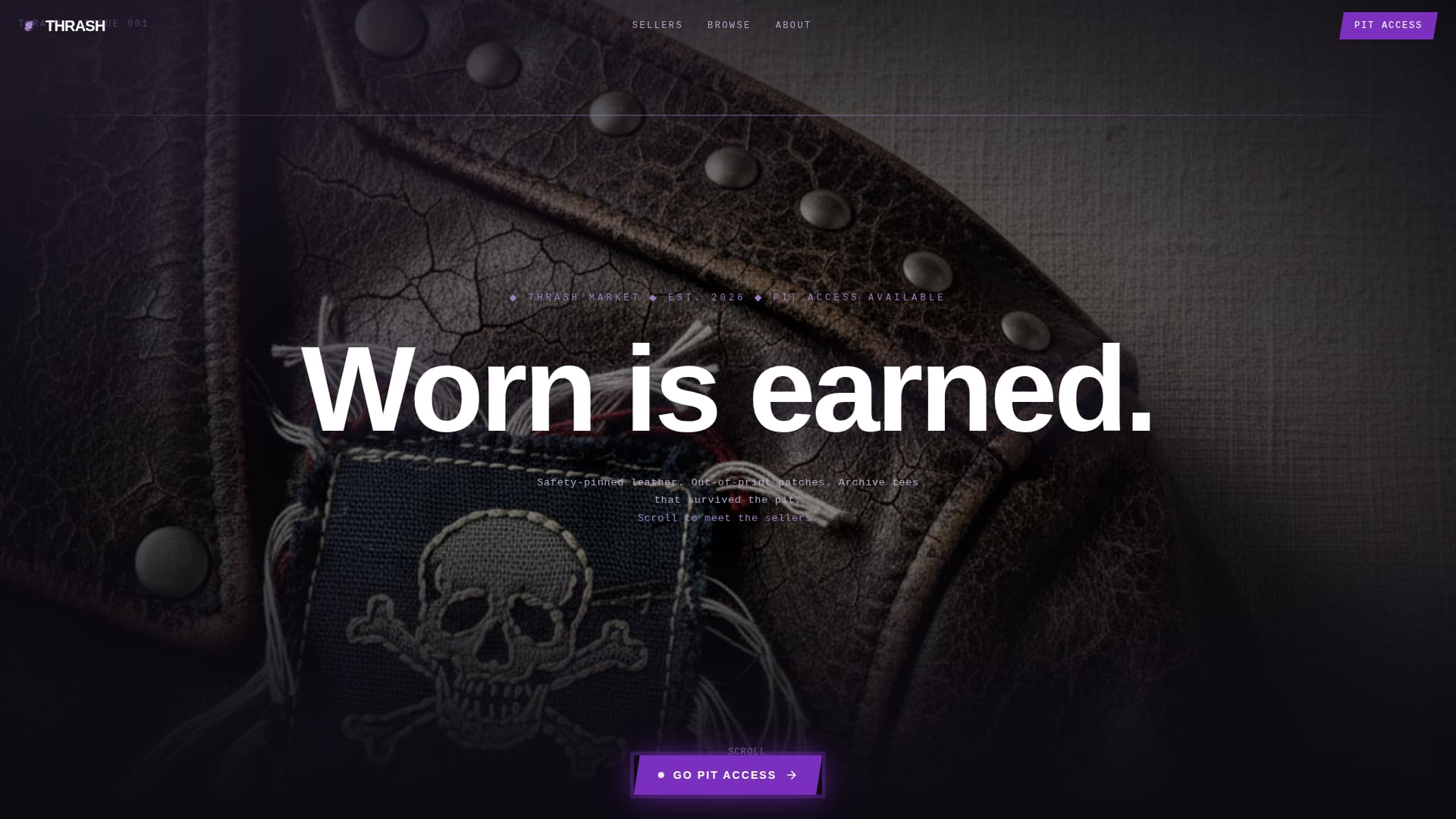 Thrash - Immersive Punkresale Landing Page Template