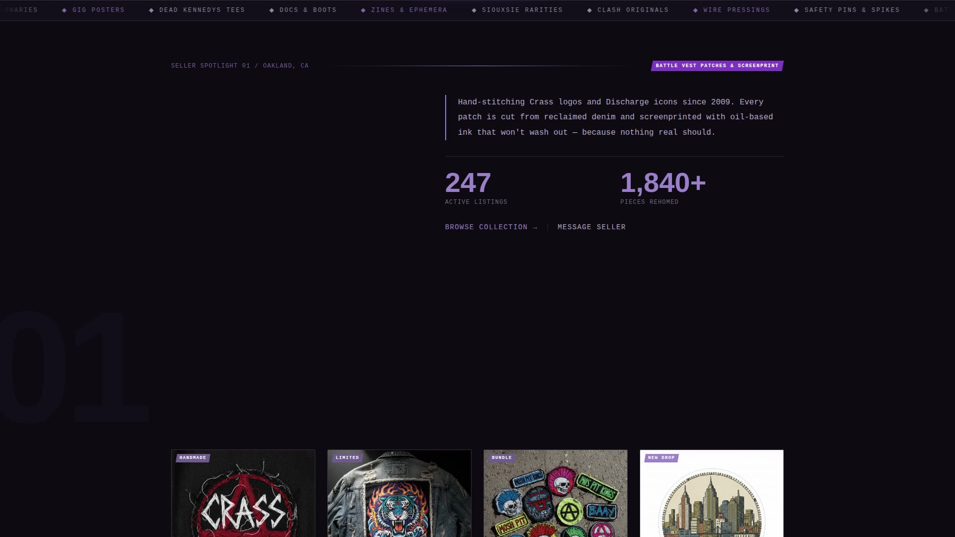 Thrash - Immersive Punkresale Landing Page Template