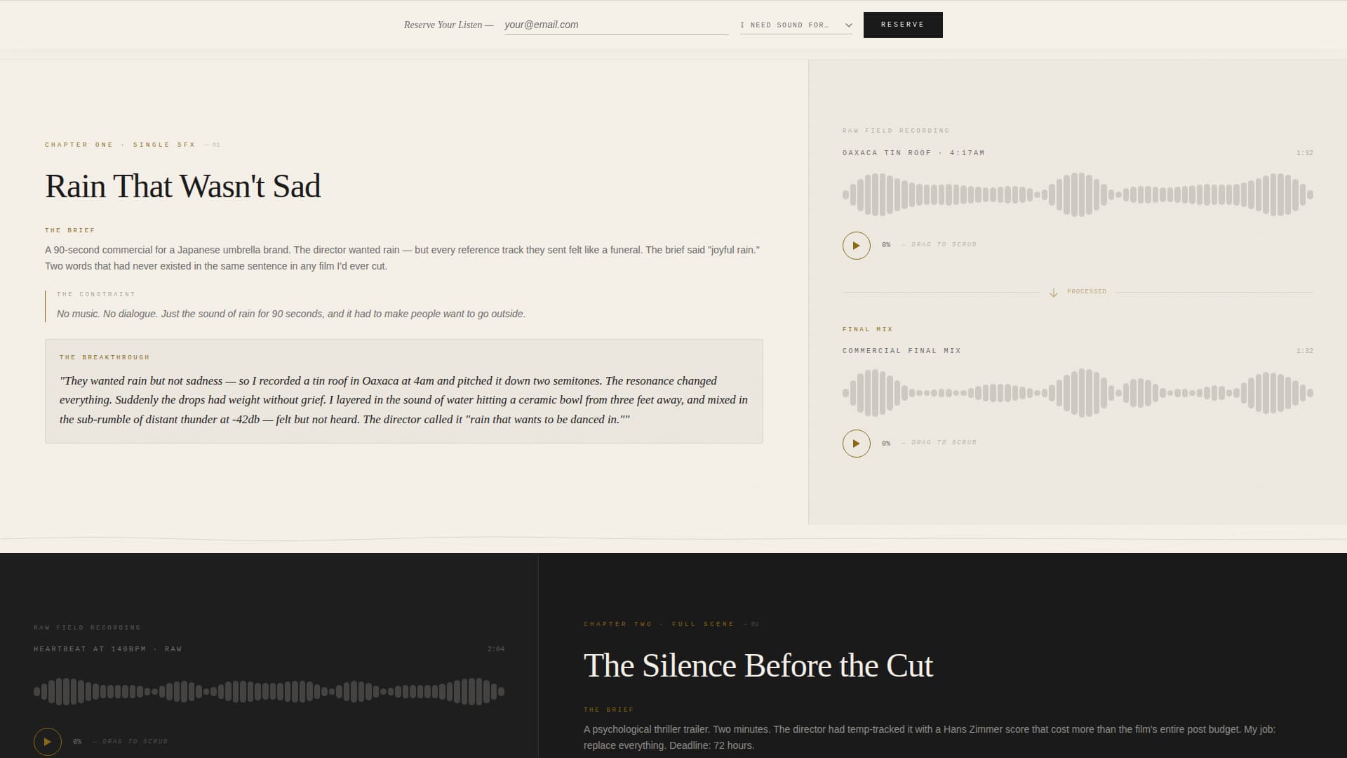 Sound Designer Portfolio Booking Website Template