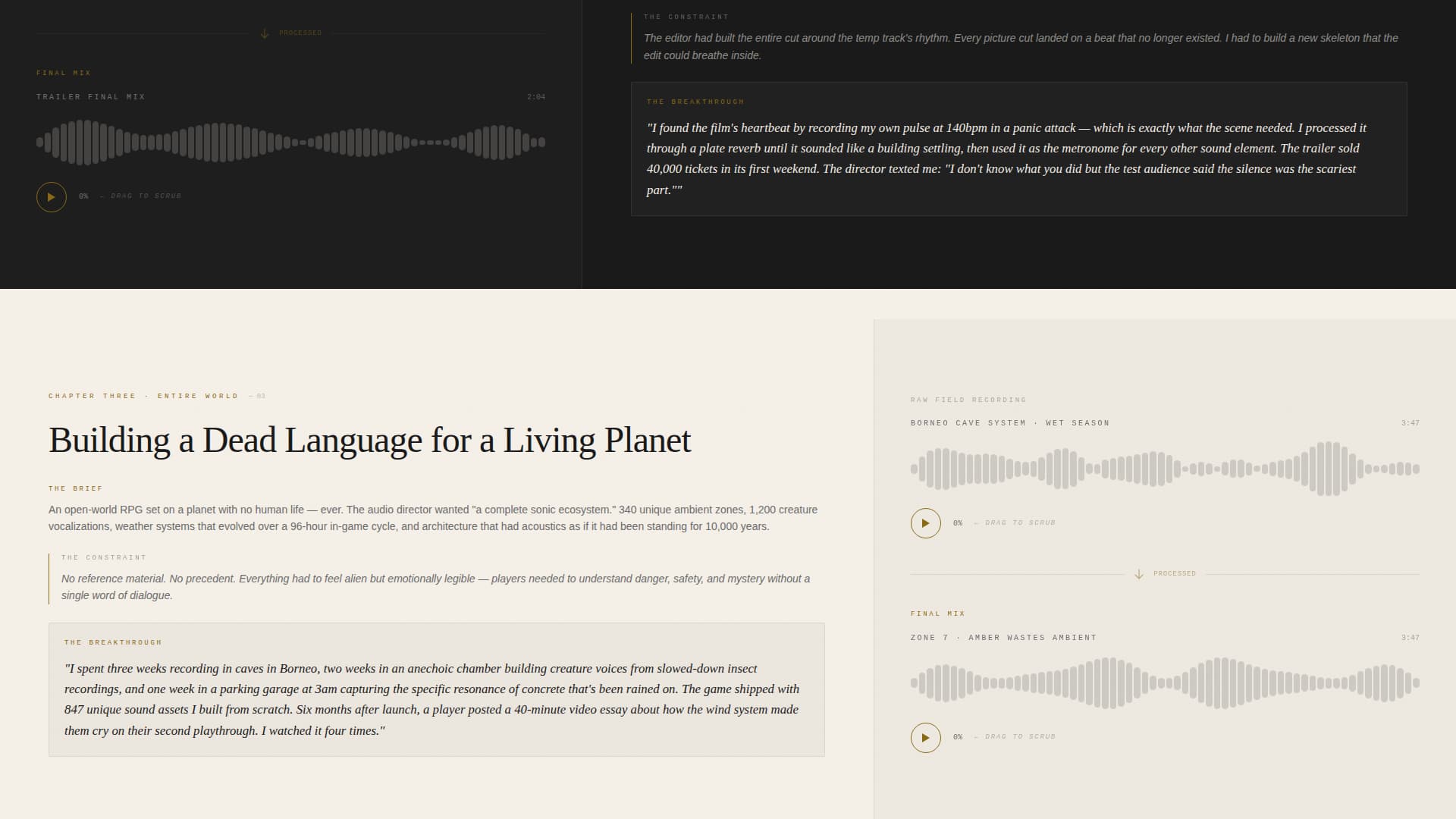 Sound Designer Portfolio Booking Website Template
