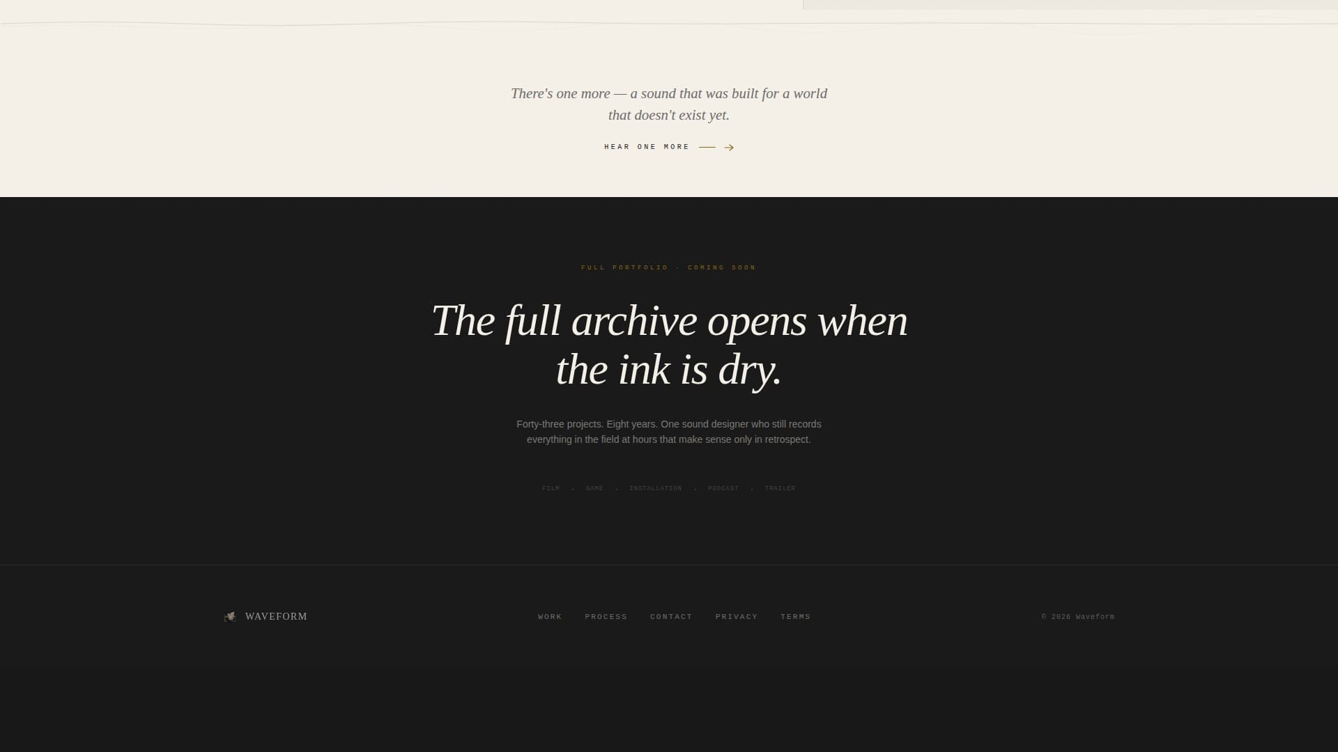 Sound Designer Portfolio Booking Website Template