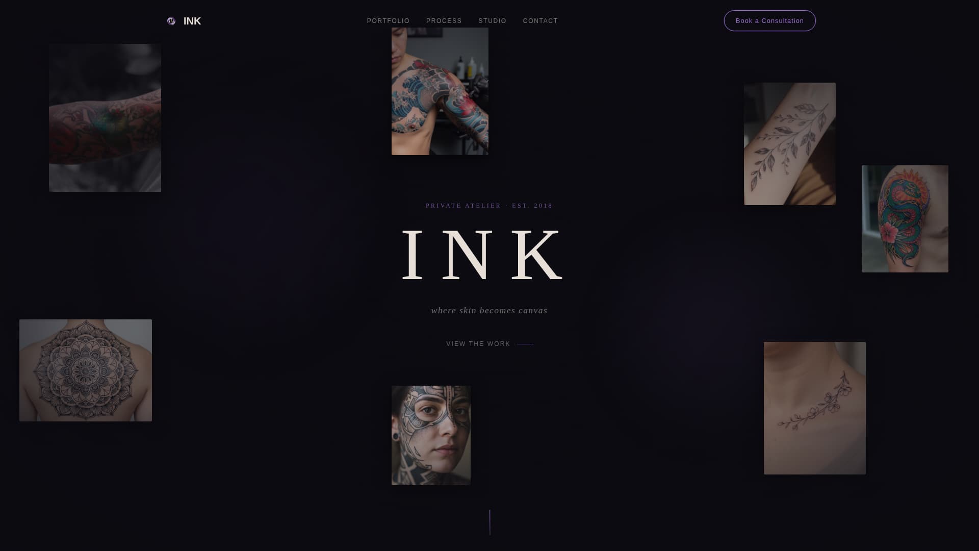 Ink - Immersive Tattooartist Landing Page Template